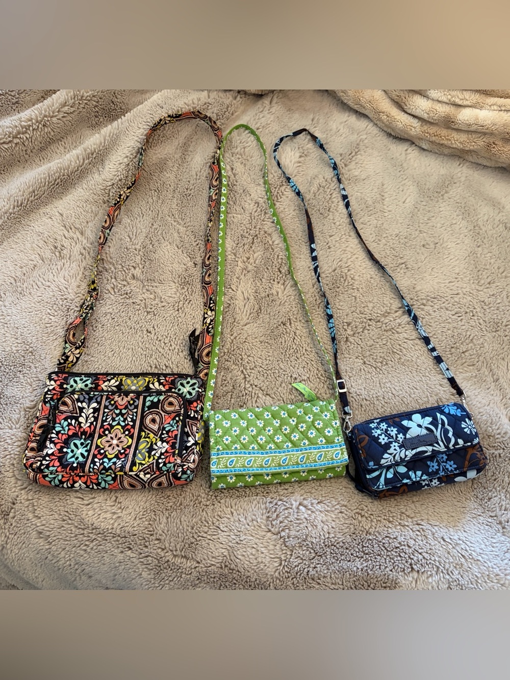 Three Vera Bradley Quilted Floral Paisley Crossbody - Black Multi